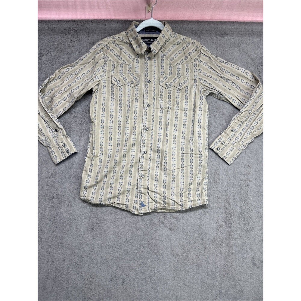 CODY JAMES Boy’s S Tan Western Pearl Snap button Shirt cowboy 100% cotton